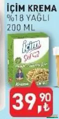 İÇİM ŞEF YEMEKLİK %18 YAĞLI 200 ML KREMA fiyat ve kampanya bilgisi